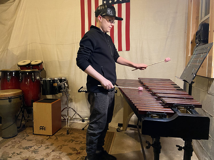 The Halls of Music student playing the marimba